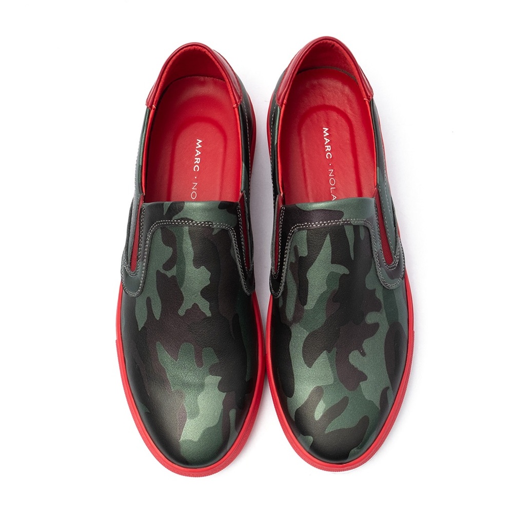 Marc Nolan Men’s Ellison Camouflage Slide/Sneakers Size 7 Green, Black, and Red